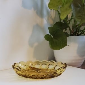 Vintage Indiana Glass Amber Divided Relish Dish